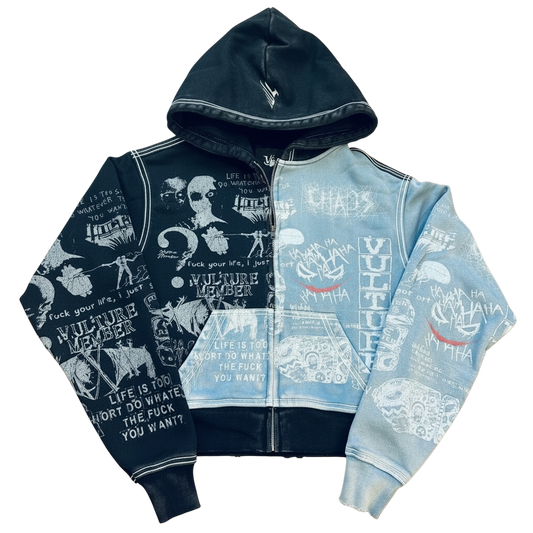 BLUE AND BLACK CHAOS HOODIE